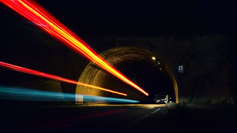 Time Lapse Photo of Tunnel, asphalt, blur, bridge, car, car lights HD wallpaper