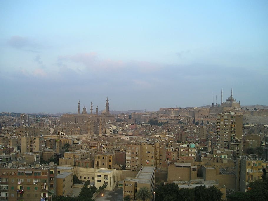 aerial view of high-rise buildings, cairo, mosques, islam, arabic HD wallpaper