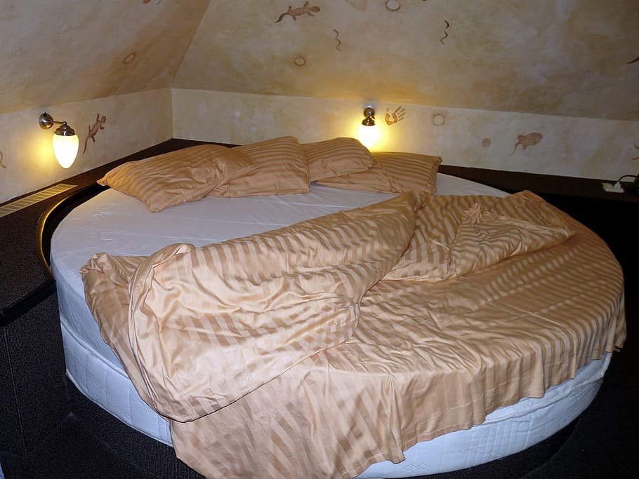 bed, pillow, down comforter, accommodation, bedroom, furniture HD wallpaper