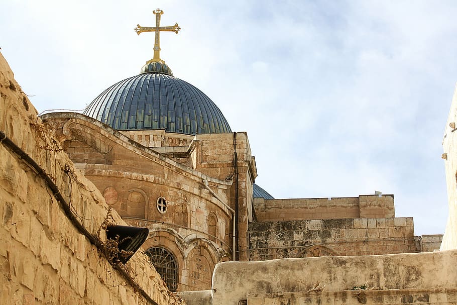 brown cross on roof, basilica of the holy sepulchre, jerusalem, HD wallpaper