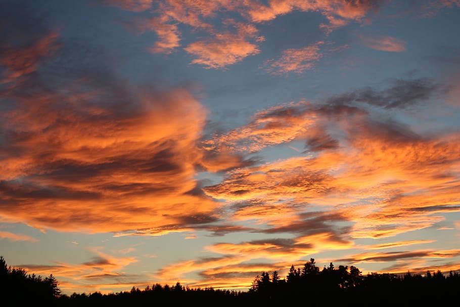 Sunset, Clouds, afterglow, abendstimmung, evening sky, landscape HD wallpaper