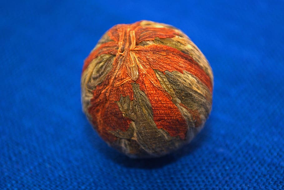 green tea, ball, dried, plant, flowers, blue, close-up, wool HD wallpaper