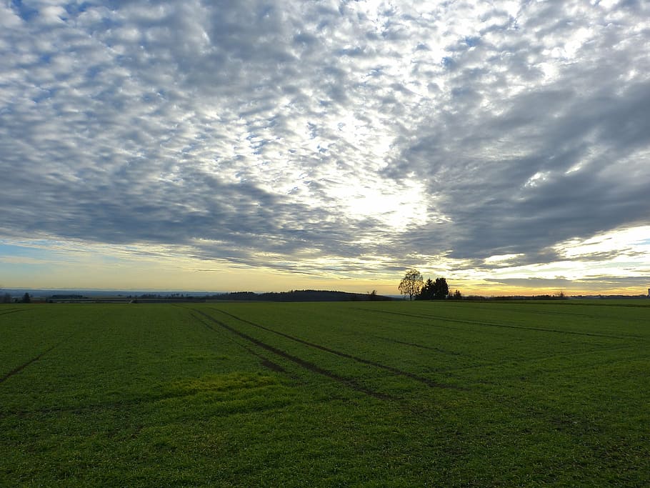 sky, clouds, wide, evening, evening sky, landscape, swabian alb HD wallpaper