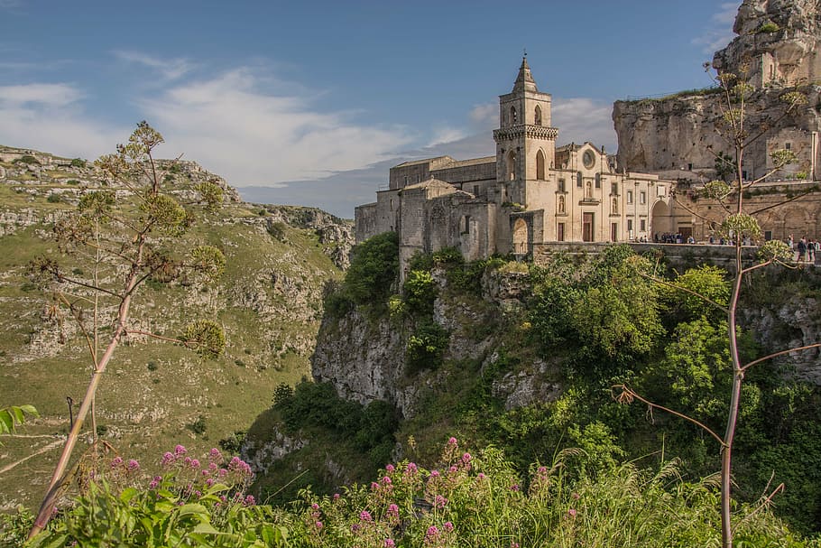 matera, italy, church, cathedrale, architecture, mountain, history, HD wallpaper