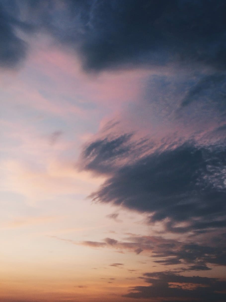 cumulus clouds, sunset scenery, nature, sky, landscape, atmosphere HD wallpaper