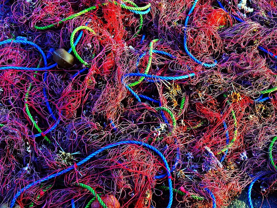red fish net, background, fishing nets, catch, sea, ocean, equipment, HD wallpaper