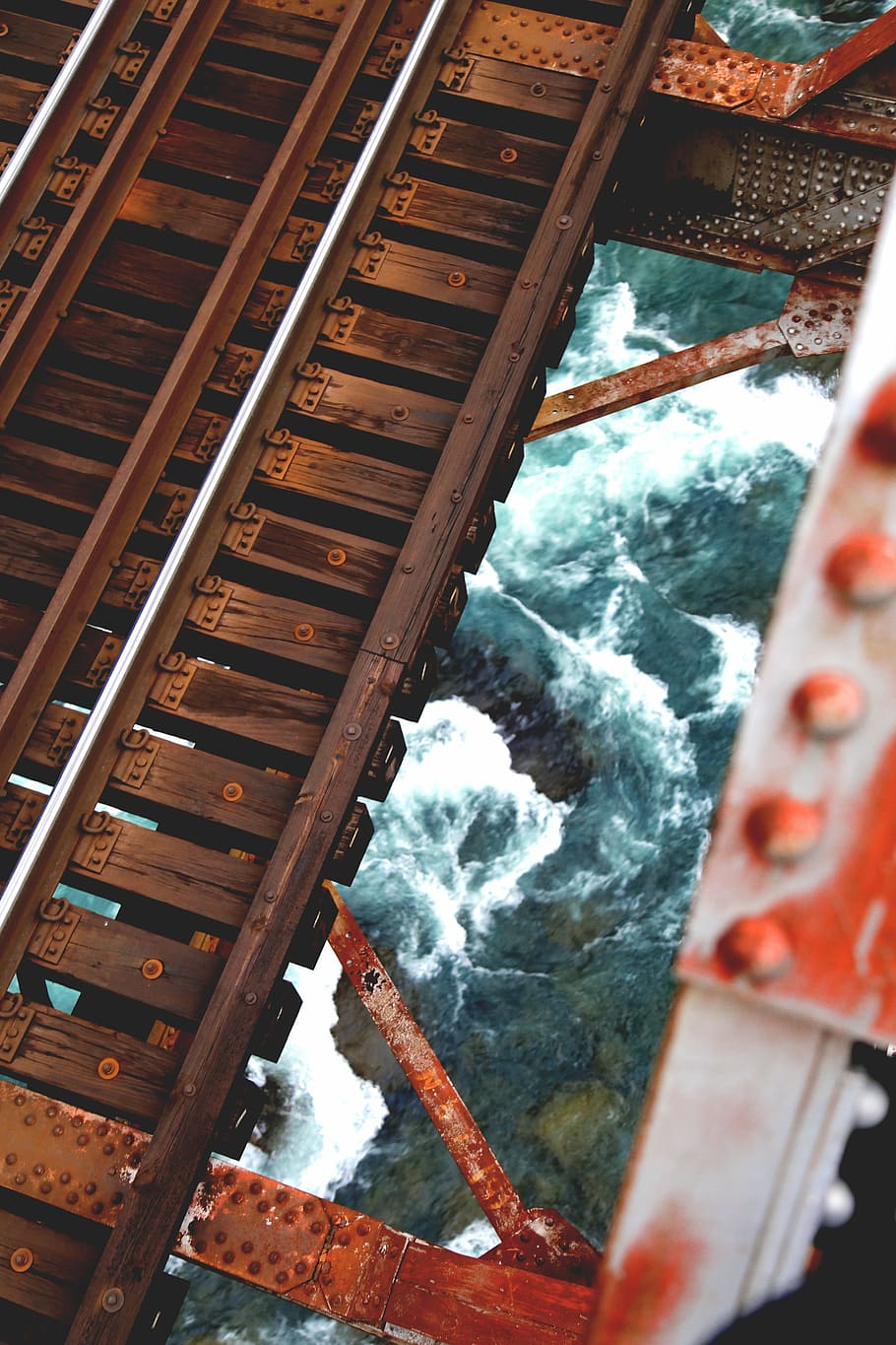 river under wooden frame during daytime, untitled, track, railroad HD wallpaper