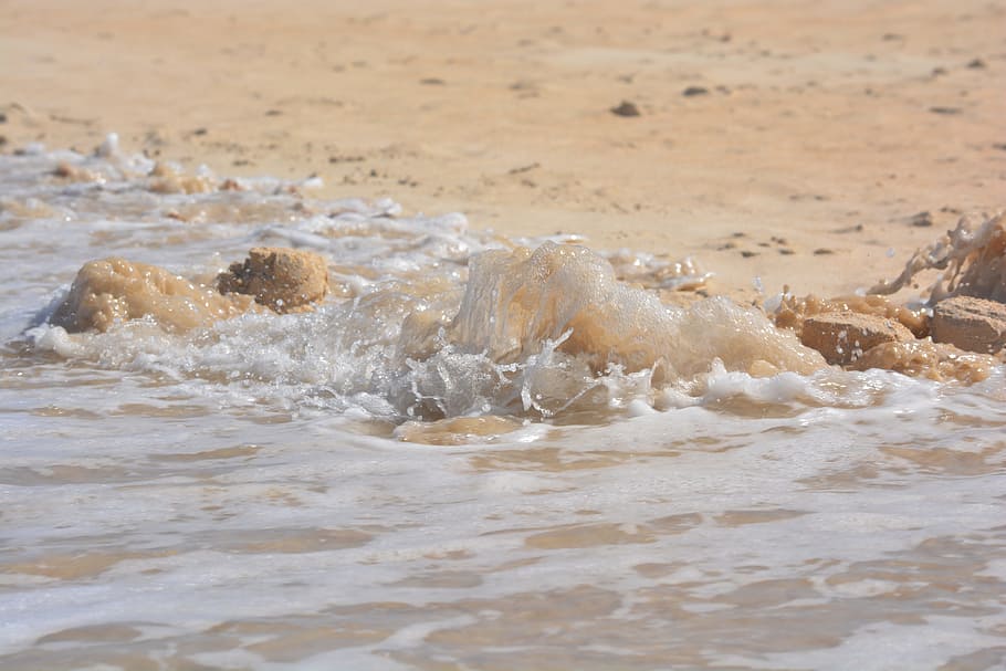 Sand Castle, Devastation, Waves, Beach, sea, nature, force of nature HD wallpaper