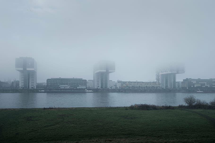 panoramic photography of three L-shaped buildings, architecture HD wallpaper