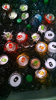 beverages, bottles, cans, chilled, drinks, ice, icecold, icecubes HD wallpaper
