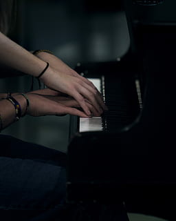 two person playing piano, two pairs of hands playing the piano keys in closeup photo HD wallpaper