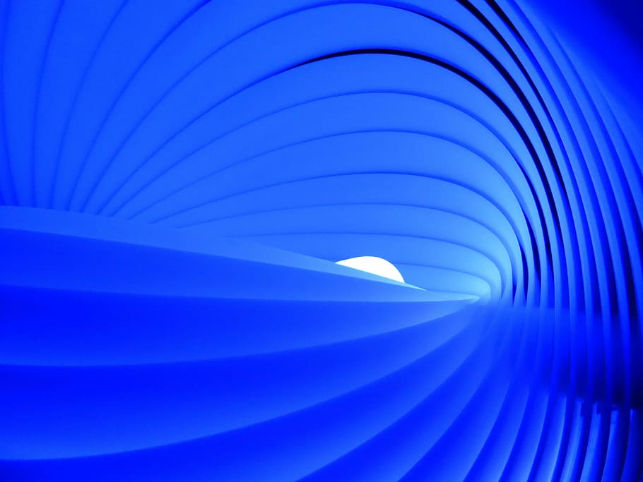 blue, light, tunnel, perspective, motion, lamp, abstract, backgrounds HD wallpaper