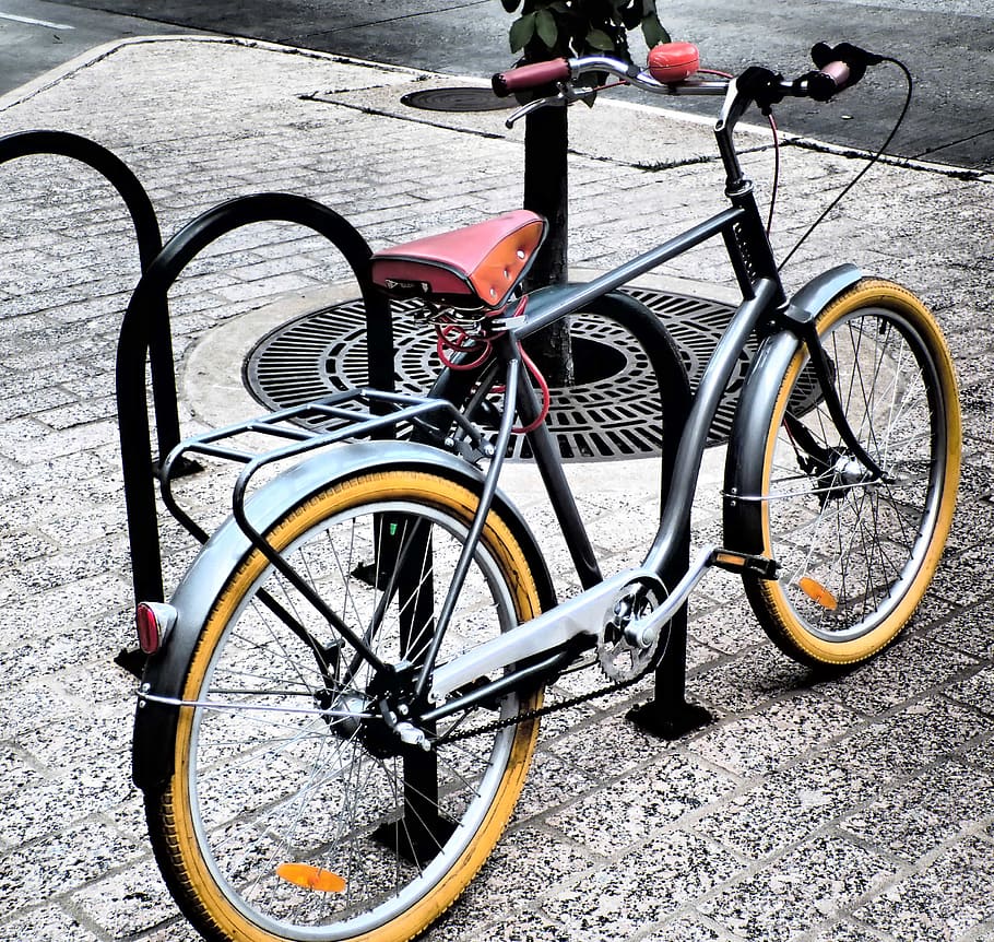 black bicycle parked on side, bike, active, sport, biking, lifestyle HD wallpaper
