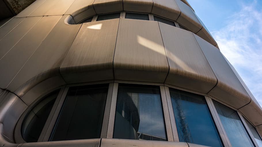 facade, window, metal, architecture, building, low angle view HD wallpaper