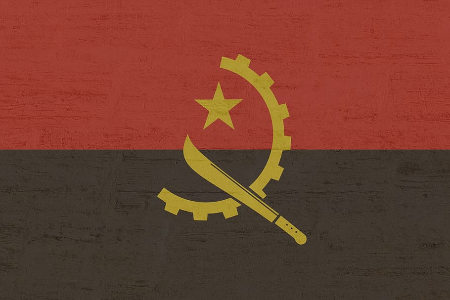 angola, flag, yellow, wall - building feature, no people, art and craft HD wallpaper