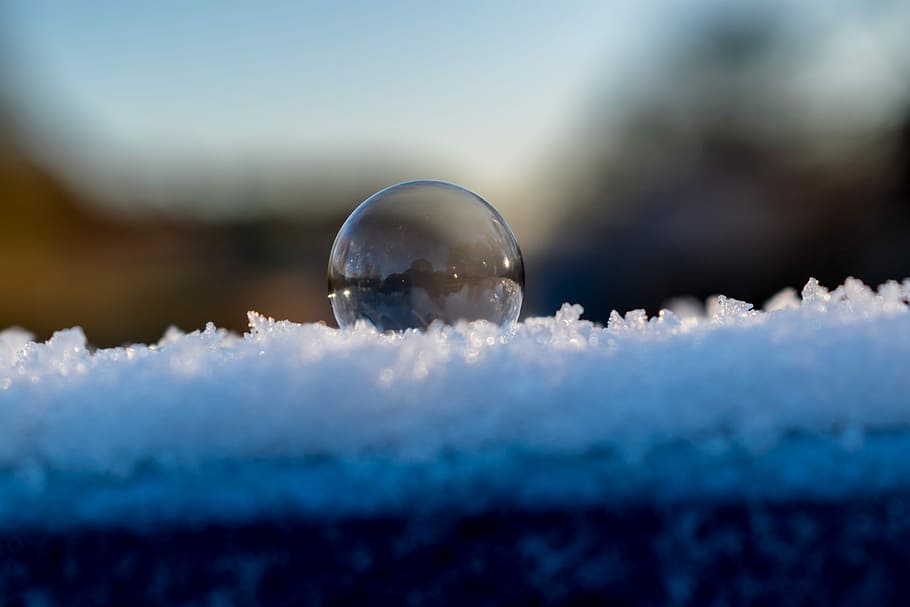Soap Bubble, Winter, Cold, Blue, Nature, landscape, wintry HD wallpaper