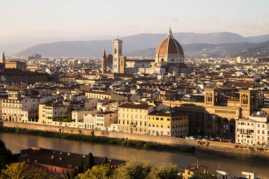 Florence, Italy, Cathedral, Architecture, city, dome, river, HD wallpaper