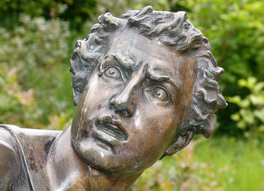 bronze sculpture of man, face, portrait, expression, emotion HD wallpaper
