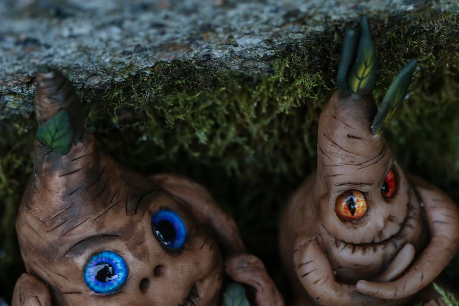 figures, toy, moss, nature, close-up, representation, human representation HD wallpaper