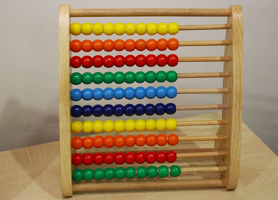 macro photography of abacus on wooden table, Counting Frame, Education