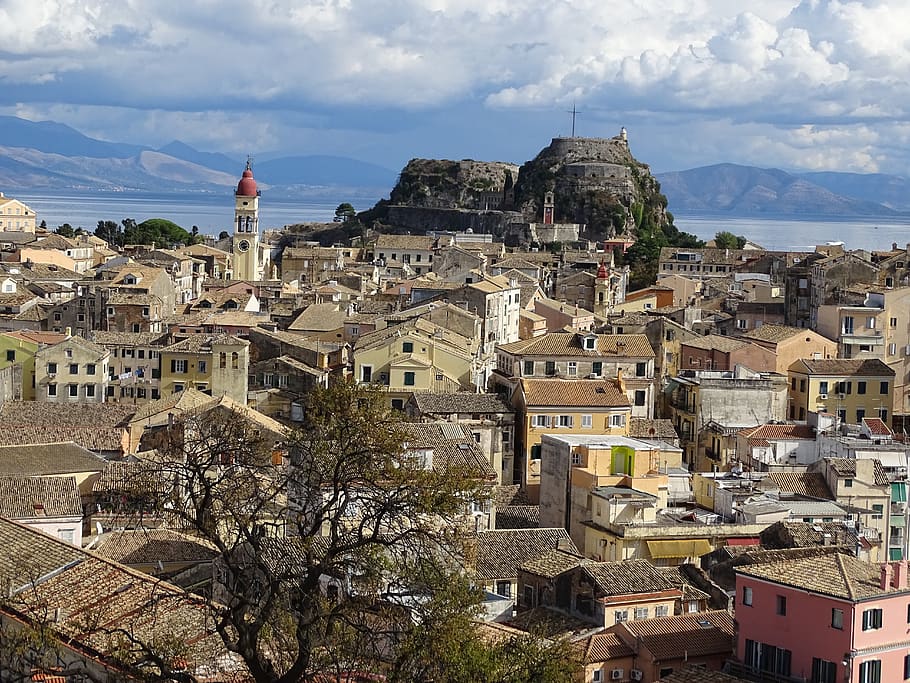 corfu, city, panorama, architecture, built structure, building exterior HD wallpaper