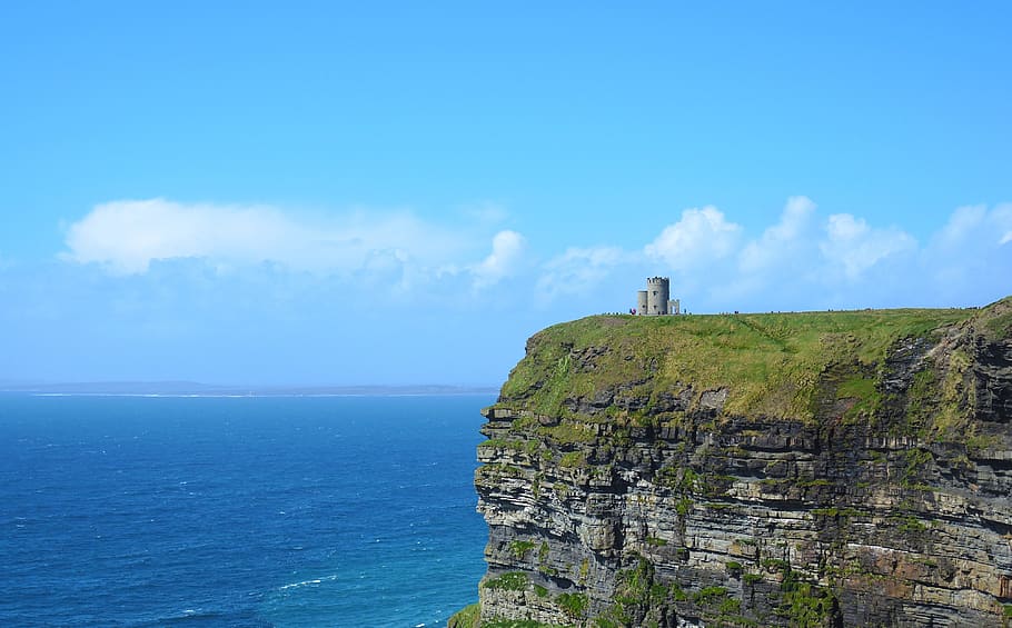 cliffs, sea, nature, ocean, sky, scenics - nature, water, cloud - sky HD wallpaper