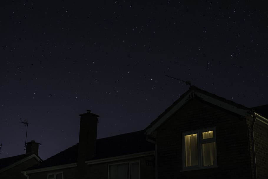 brown house, room lights turned on during nighttime, Lightness HD wallpaper