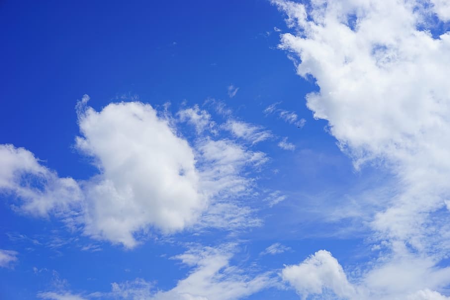clouds, sky, blue, white, summer day, nature, weather, air HD wallpaper