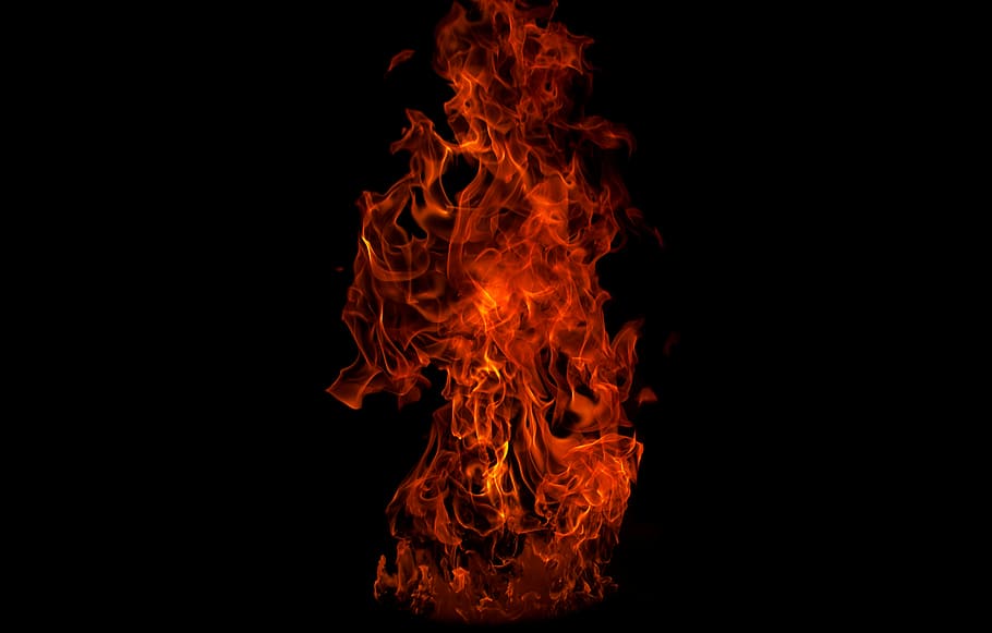 fire digital wallpaper, untitled, flame, orange, burning, dark HD wallpaper