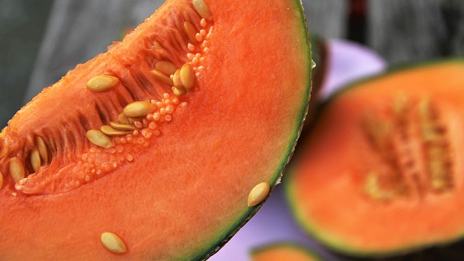 sliced melon fruit, orange, vegetables, tasty, healthy, the structure of the HD wallpaper