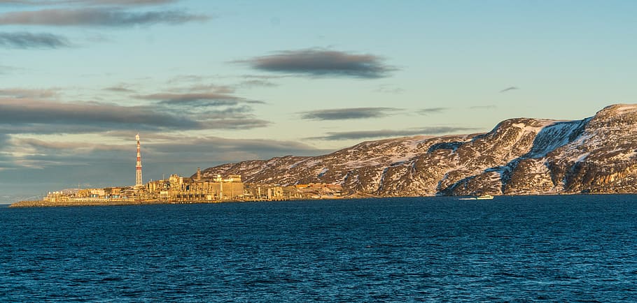 norway, lighthouse, architecture, island, fjord, mountains HD wallpaper
