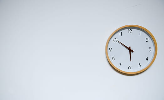 Wall Clock at 5:50, arrows, circle, close-up, hours, minutes HD wallpaper