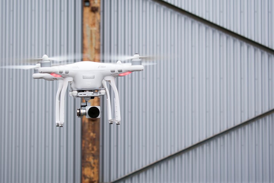 white drone, Quadcopter, Dji, Aerial, Drone, Camera, technology, HD wallpaper