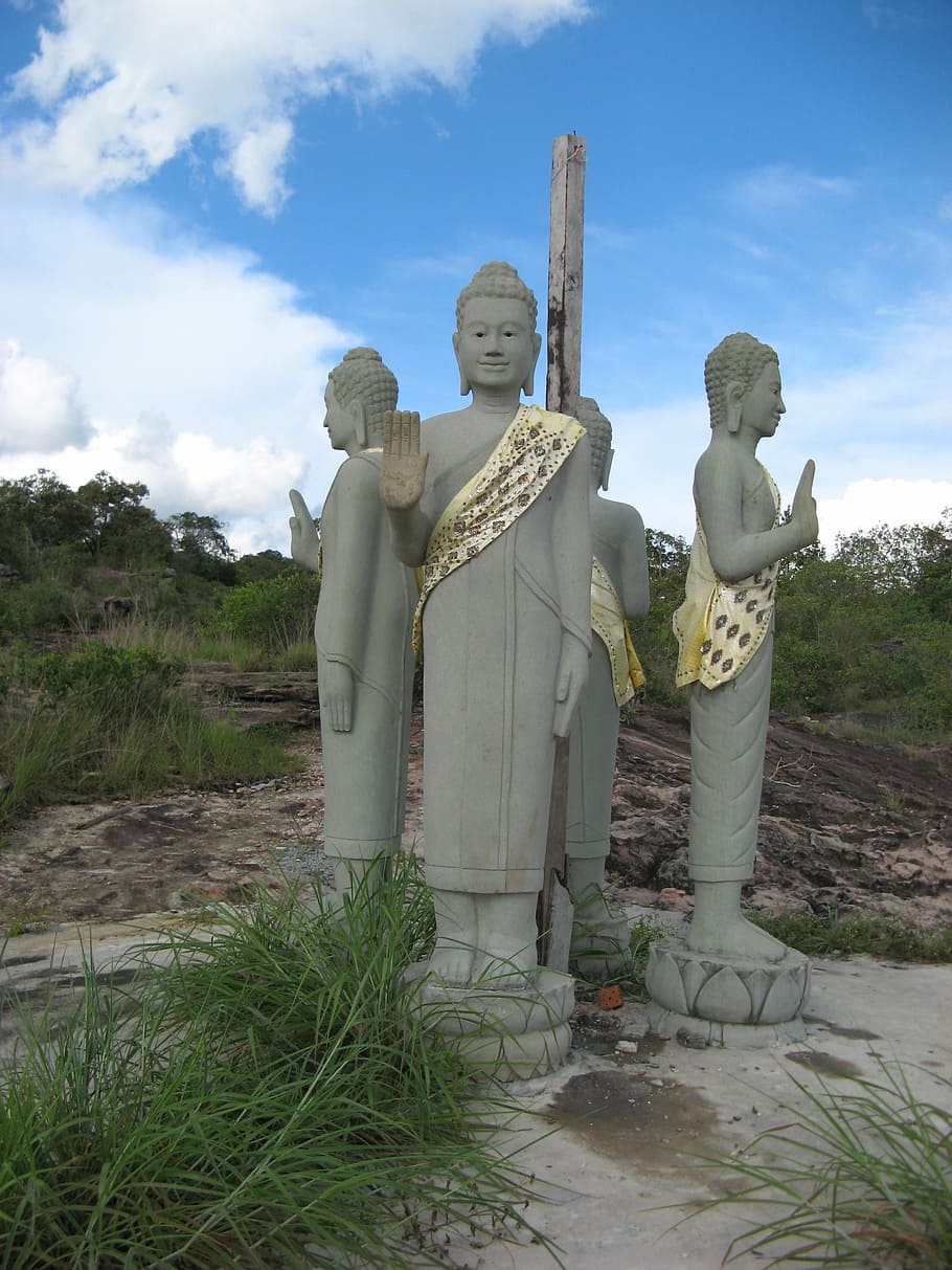 Cambodia, Bouda, Religion, statue, human representation, cemetery HD wallpaper