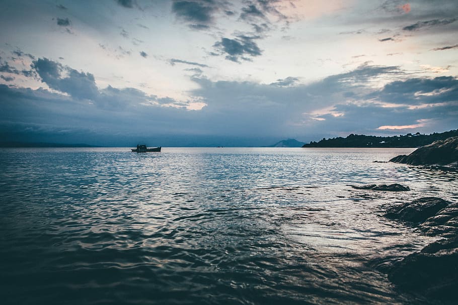 landscape photography of body of water during sunset, calm body of water HD wallpaper