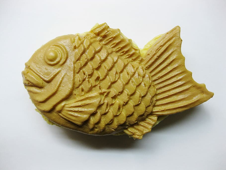 brown fish ornament, Taiyaki, Japanese, Food, Food, Fish, sweets, HD wallpaper