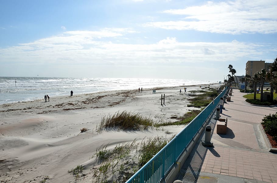 people walking on seashore, daytona beach, florida, sand, ocean, HD wallpaper
