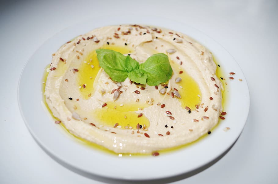 hummus, meal, chickpeas, paste, seeds, grains, close-east, healthy HD wallpaper
