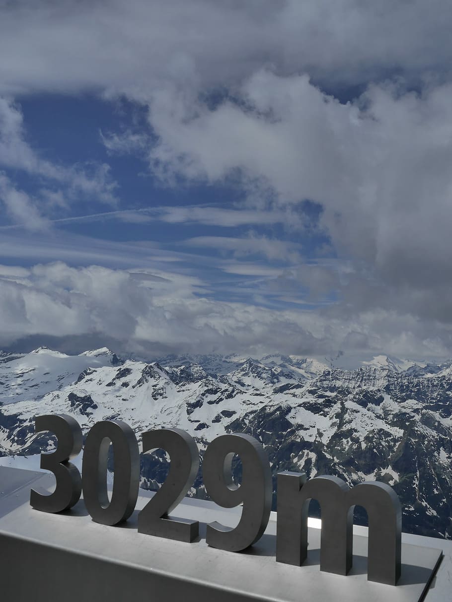 Kitzsteinhorn, Mountains, Clouds, sky, pay, digits, snow, cold temperature HD wallpaper