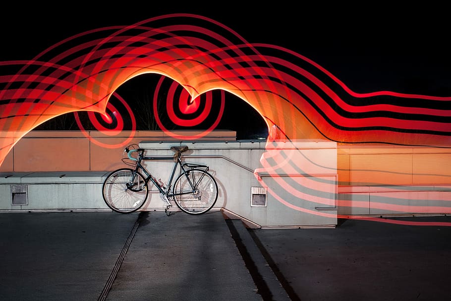 black road bike parked on wall, black road bike leaning on wall HD wallpaper