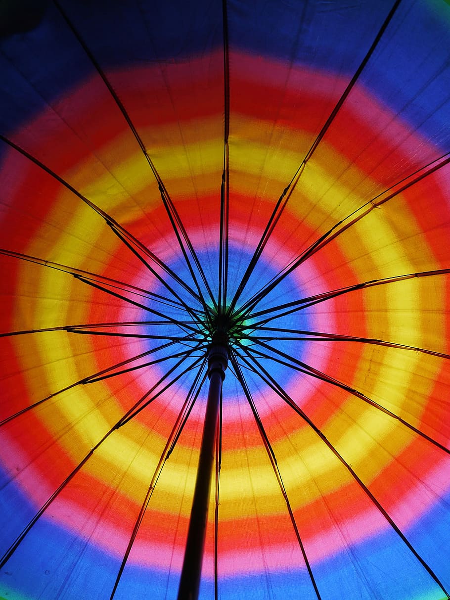 umbrella, rainbow, colors, multi colored, pattern, no people HD wallpaper