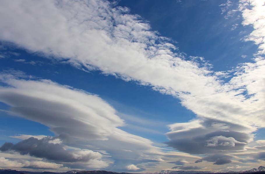 clouds, altocumulus, lenticularis, cloudscape, sky, nature HD wallpaper