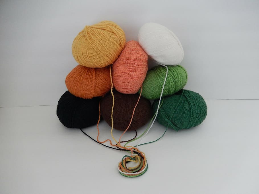assorted-color of yarn balls, wool, crochet, knitting, fiber HD wallpaper