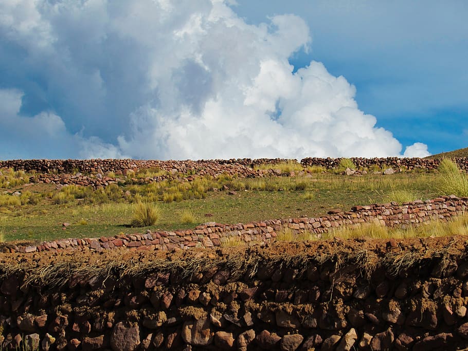 mountains, altiplano, camino del inca, sky, landscape, clouds, HD wallpaper