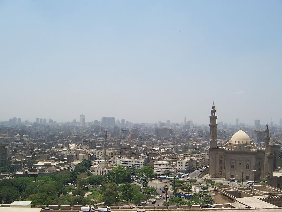 aerial view of city, Cairo, Egypt, City View, architecture, cityscape