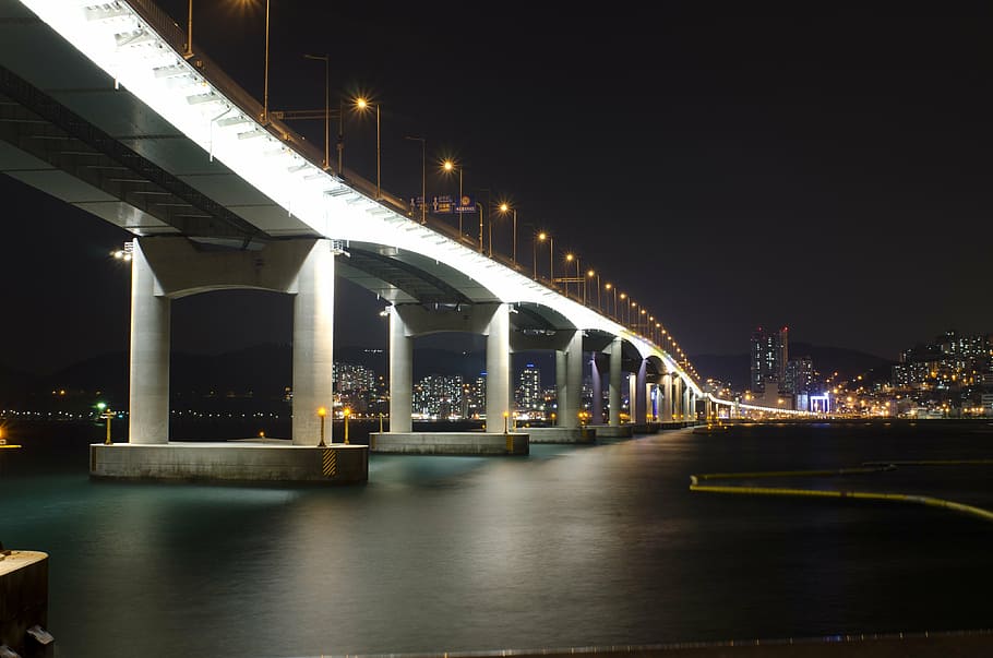 bridge, night view, hang bridge, illuminated, built structure HD wallpaper