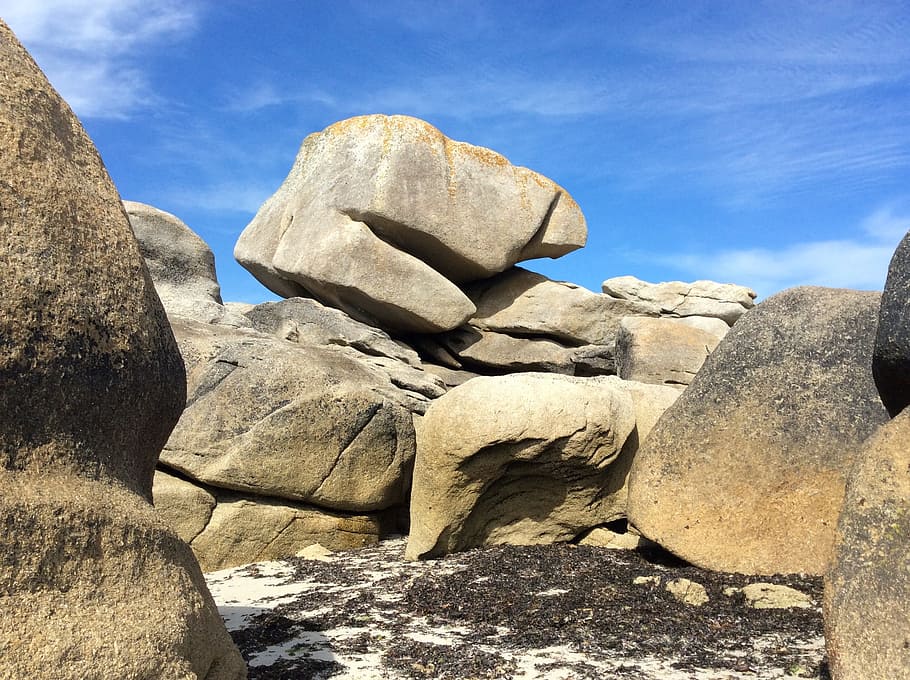 rock, beach, brittany, nature, side, landscape, sea, solid HD wallpaper