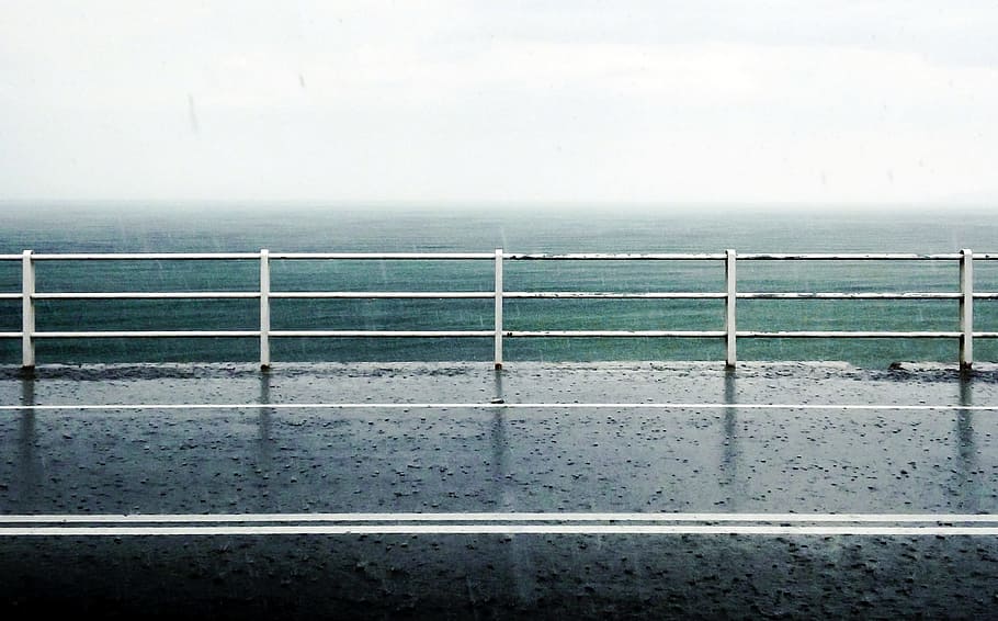Road, Sea, Sardinia, rain, summer, nature, weather, rainy, wet HD wallpaper