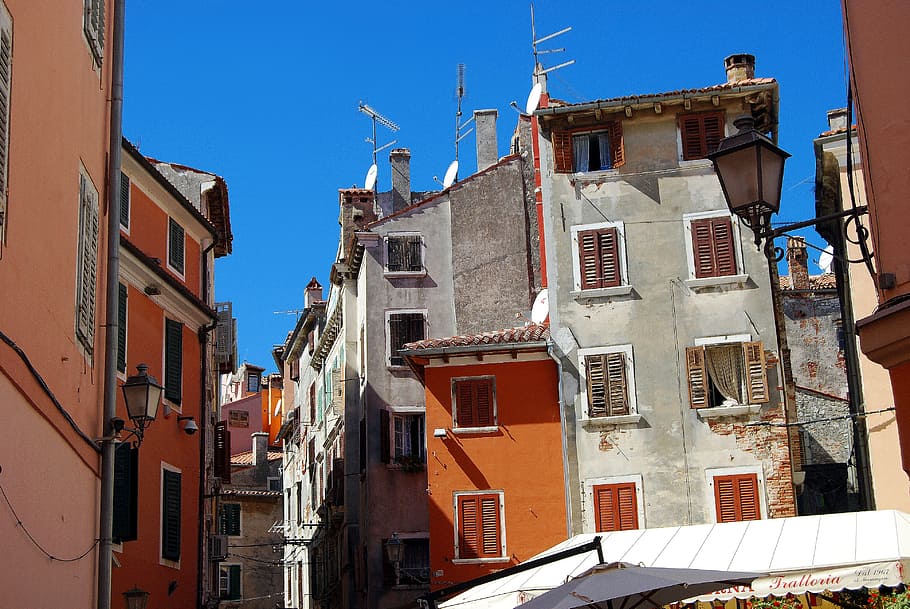 orange and gray concrete building, town, city, old, view, picturesque HD wallpaper