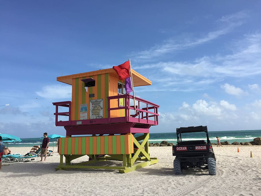 Miami Beach, Usa, Florida, copy space, outdoors, sky, day, one man only HD wallpaper